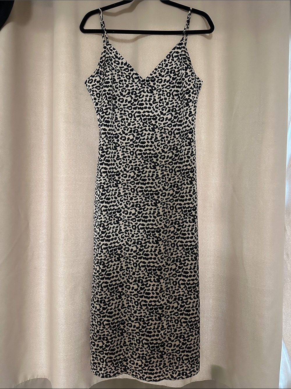 Cotton Candy Black & White Leopard Slip Midi Dress